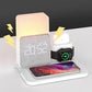 3 in 1 Fast Wireless Charging Station 15W Wireless Charger Alarm Clock Night Light Charging Dock for iPhone Samsung AirPods